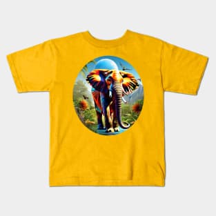 Vibrant Pachyderm: A Symphony of Colors Kids T-Shirt